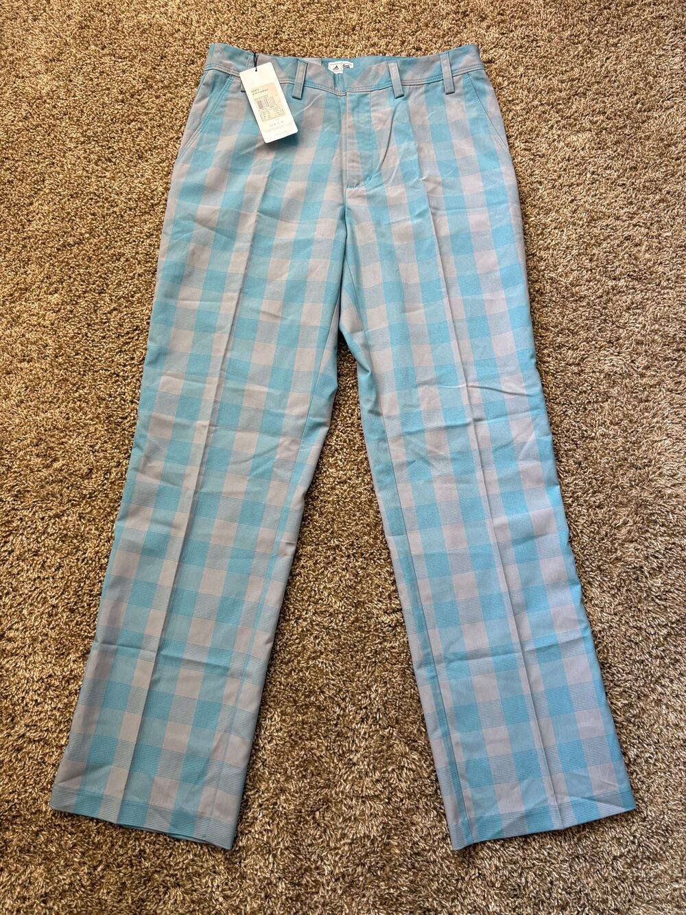 NWT Adidas FP Plaid Golf Pants Mercury Mens Size 30x30